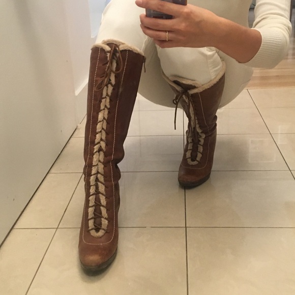 Military Style Boots with Fur Trim - Picture 2 of 11